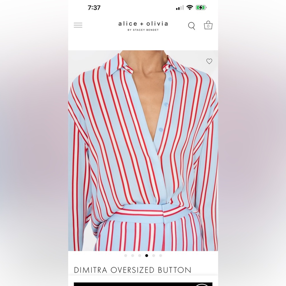 Alice + Olivia Striped Blouse in Red and Light Blue set